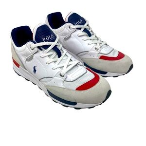 Polo Ralph Lauren Trackster 200 Sneakers Men’s Size 14 White,‎ Blue & Red NWOB